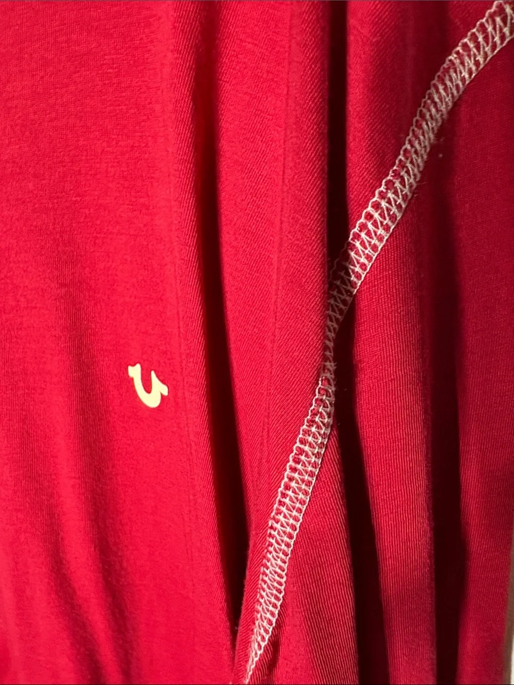 True Religion Red Men's Long Sleeve Henley Shirt
